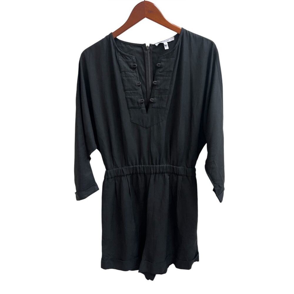Derek Lam 10 Crosby Romper Sz 8 Black Linen Blend Shorts Casual *NO LACE*